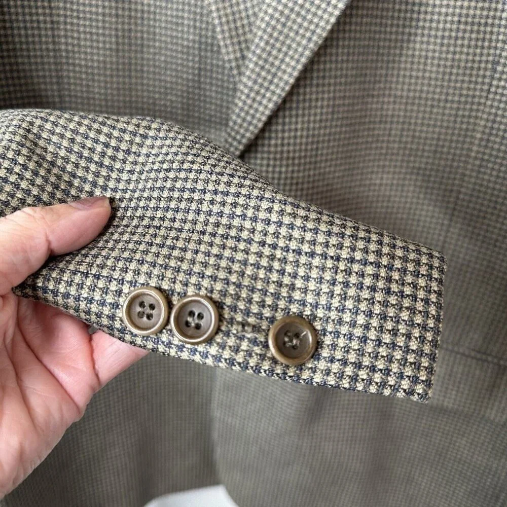 Vito Rufolo Houndstooth Italy Silk Wool 2 Button Sportscoat‎ Blazer Jacket 44R